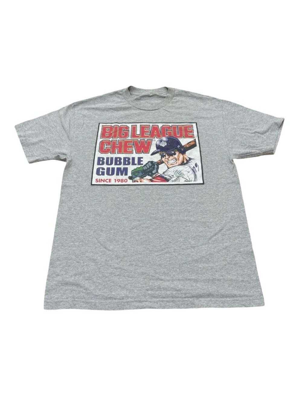 Vintage Big League Chew Bubble Gum T Shirt Gray Graphic Y2K